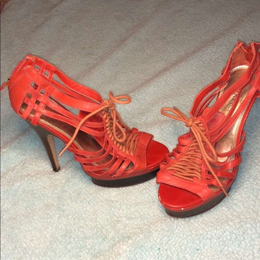 Women’s orange open toed heels